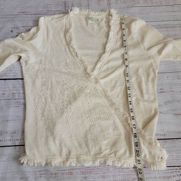 Spartina 449 Clara Convertible Cardigan Fringe Cream Wrap Women's Medium - Picture 7 of 10